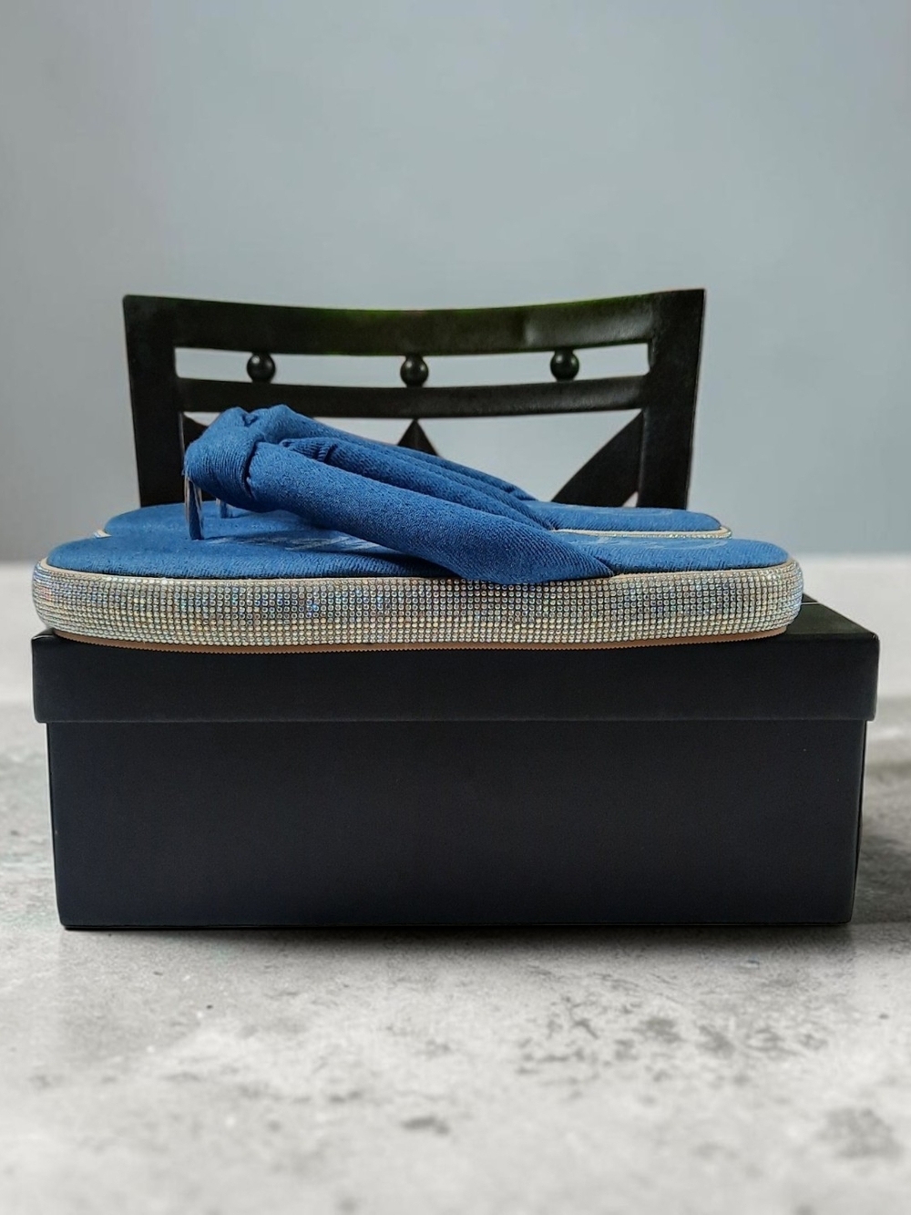Cape Robbin Denim Blue/Rhinstone Sandals with Soft Cushion Footbed